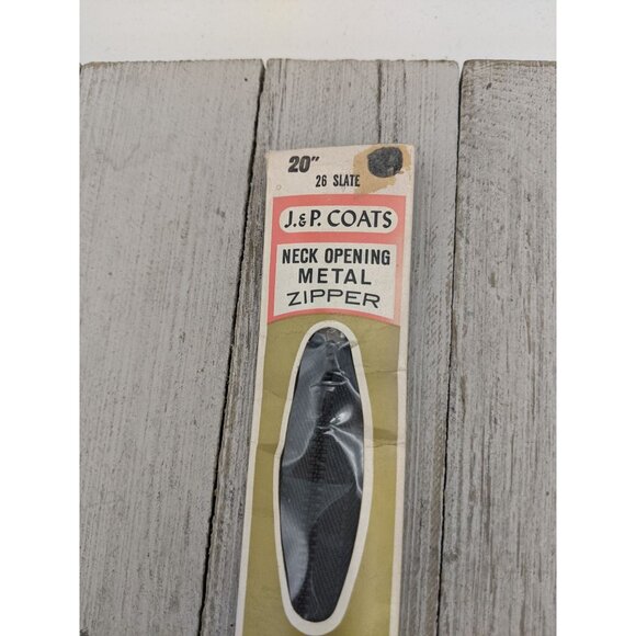 Vintage J&P Coats Neck Opening Metal Zipper 20" Slate 26 - Picture 2 of 4